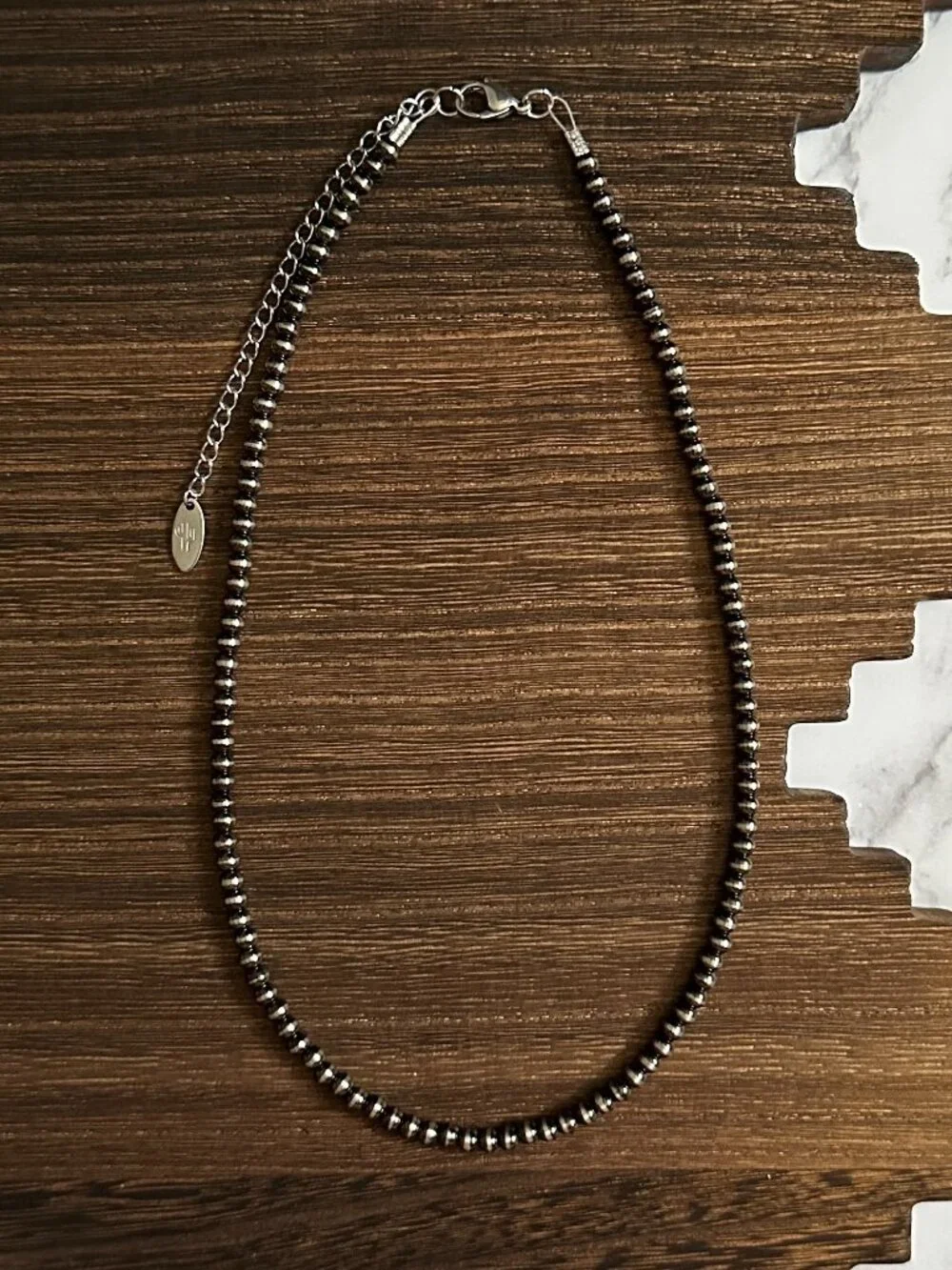Handmade 4mm 14 inch Brushed Steel Western Pearl Necklace